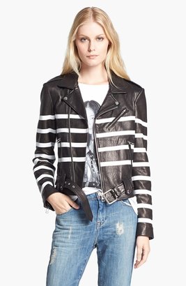 EACH X OTHER 'Naco' Stripe Leather Biker Jacket