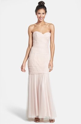 Amsale Strapless Tulle Mermaid Gown