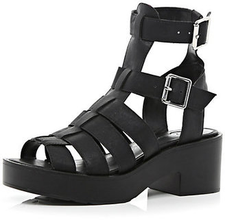 River Island Womens Black chunky high leg gladiator sandals