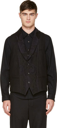Ann Demeulemeester Black Wool Embroidered Waistcoat