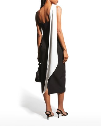 Marchesa Notte One-Shoulder Two-Tone Crepe Dress
