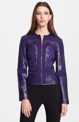 Versace Embroidered Leather Jacket