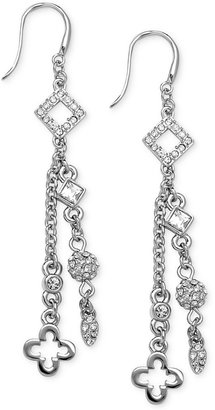Macy's Marie Claire Silver-Tone Crystal and Clover Chain Drop Earrings (4/5 ct. t.w.)