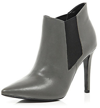 River Island Womens Grey point stiletto ankle boots