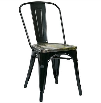 Office Star Bristow Metal Chair with Vintage Wood Seat (Set of 2)