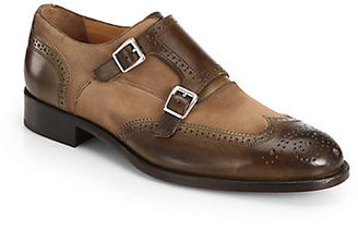 Saks Fifth Avenue Mixed Media Monk-Strap Dress Shoes