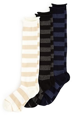 Hue Roll Top Striped Knee Socks