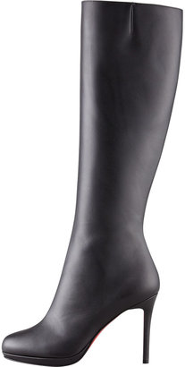 Christian Louboutin Botalili Leather Red-Sole Knee Boot, Black