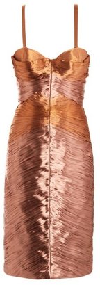 Burberry Metallic lamé pleated bustier dress
