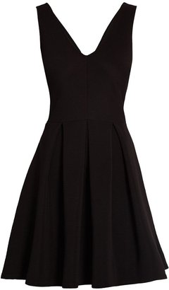 Morgan V neck dress with pleated skirt