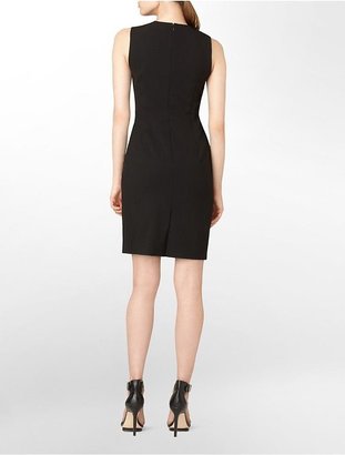 Calvin Klein Womens Ruched Front Sleeveless Sheath Dress