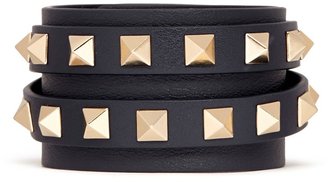 Valentino 'Rockstud' double wrap leather bracelet
