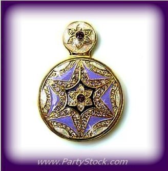Swarovski Byzantine Star Lavender Small Purse Mirror Handled Crystals 2" Roun...