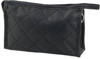 uxcell® Black Grid Pattern Cosmetic Make Up Small Zippered Bag