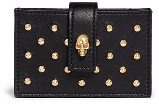 Skull accordian stud leather card case