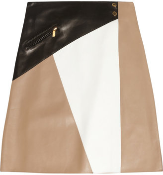 Michael Kors Collection Color-block leather wrap skirt