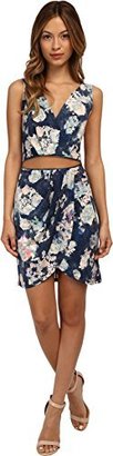 BCBGeneration Women's Floral Low Neck Dress with Tulip Skirt