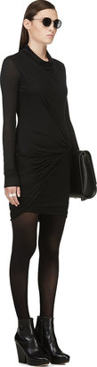 Helmut Lang Black Draped Jersey Slack Dress