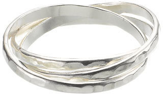 Accessorize Sterling Silver 3 X Hammered Russian Band Ring