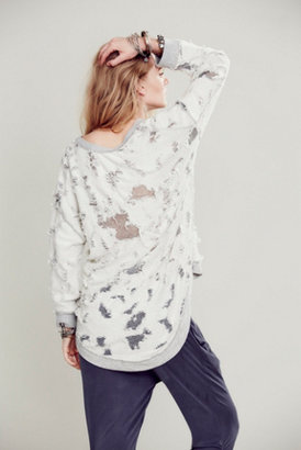 Free People Distressed V Neck Pullover