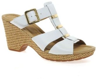 Gabor White Courage rip tape wedge sandals