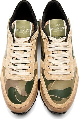 Valentino Beige Canvas & Leather Low Top Sneakers