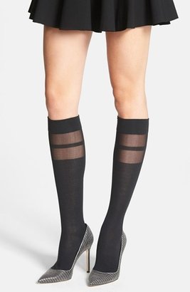 Kensie Sheer Stripe Knee High Socks