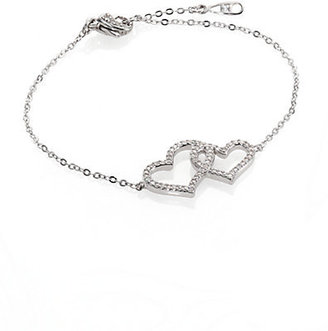 Adriana Orsini Double Heart Pavé & Sterling Silver Bracelet