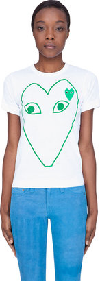 Comme des Garcons Play White & Green Heart T-Shirt