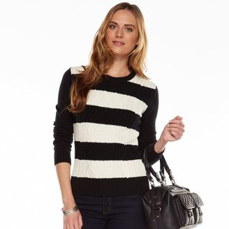 Chaps striped cable-knit sweater - women's