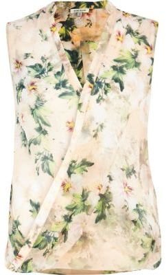 River Island Light pink floral sleeveless wrap shirt
