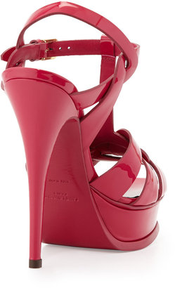 Saint Laurent Tribute Patent Platform Sandal, Pink