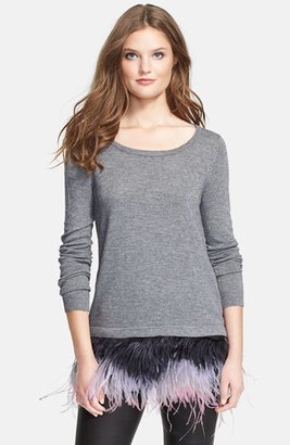 Milly Feather Trim Sweater