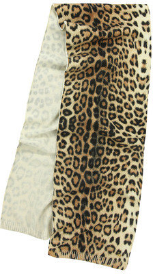 Roberto Cavalli ivory leopard wool knit scarf