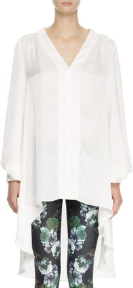 Faith Connexion Long-Sleeve High-Low Shirt, White