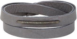 Feathered Soul Pave Diamond & Leather Alignment Bar Wrap Bracelet-Colo