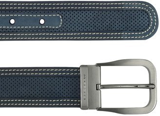 Moreschi Men's Navy Blue Perforated Leather Belt