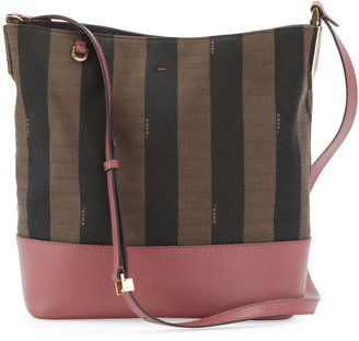 Fendi Pequin Striped Bucket Bag, Brown/Pink