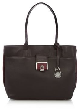 Betty Jackson Designer chocolate leather contrast gusset tote bag