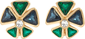 Susan Caplan Vintage 1980s Christian Dior Swarovski Crystal Posy Earrings, Green  Blue