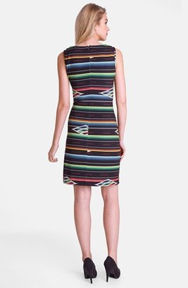 Tahari Stripe Side Pleat Jersey Dress