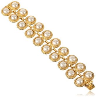 Ben-Amun Jewelry "Gold and Pearl" Bracelet, 7"