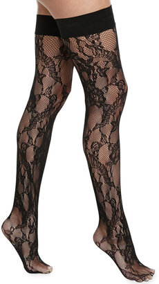 Wolford Evelyn Stay-Up Thigh-High Stockings, Black
