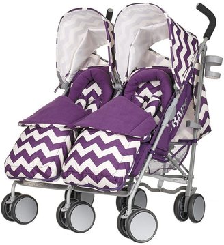 O Baby Obaby Leto Plus Twin Stroller and Footmuffs - Zigzag Purple