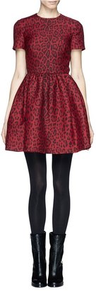 Leopard print wool-silk dress