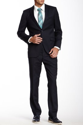 Without Prejudice Randolph Navy Sharkskin Two Button Wool Suit
