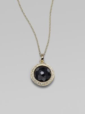 Ippolita Lollipop Black Onyx, Diamond & 18K Yellow Gold Mini Pendant Necklace