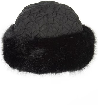 House of Fraser Chesca Black faux fur trim quilted hat