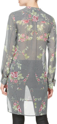 McQ Rose-Print Paneled Tunic Dress