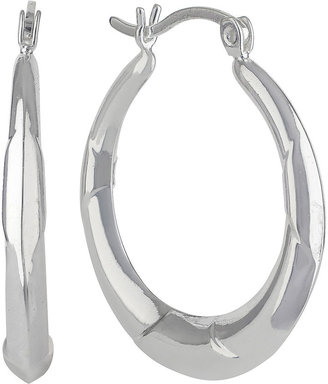 SILVER TREASURES Sterling Silver Textured Hoop Earrings